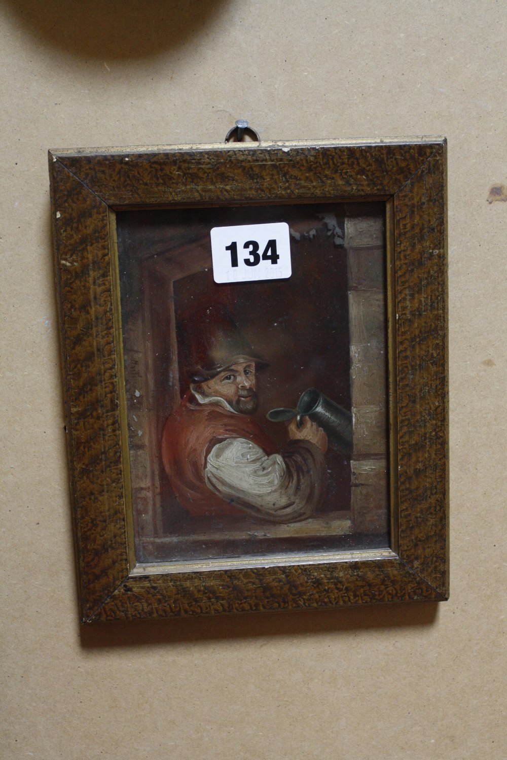 In the Manner of David Teniers A toper Oil on board Unsigned 14.5cm x 11cm; Together with Four