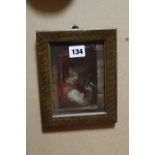 In the Manner of David Teniers A toper Oil on board Unsigned 14.5cm x 11cm; Together with Four