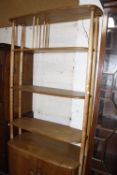 An Ercol elm and beech room divider/ bookcase, 1970s, 191cm high, 89cm wide