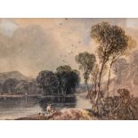 Paul Sandby Munn (1773-1845) Lakeside scene with figures Watercolour 12cm x 16cm Provenance: