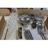 Assorted King's pattern silver plate cutlery, together with four silver teaspoons, a silver plate