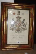 A 20th century print, depicting the coats of arms of George Neville, 42cm x 26.5cm Best Bid