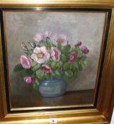 J..B..Debois (20th Century School) Still life of flowers in a vase Oil on canvas Signed lower