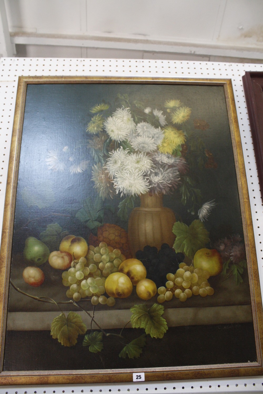 Edwin Steele (1837-1898) Still life of fruit and chrysanthemums Oil on canvas Signed lower right