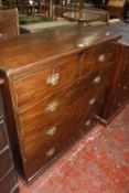A 19th Century mahogany chest of two short and three long drawers 103cm wide
