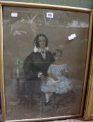 British School (19th Century) Portrait of mother and child Pastel study Signed lower right Arthur
