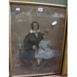 British School (19th Century) Portrait of mother and child Pastel study Signed lower right Arthur