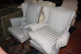 Two similar 19th century style wing armchairs. Best Bid