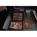A quantity of Football collectors items to include Arsenal framed collectors stamps and Chelsea