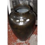 A large metal vase, baluster shaped, 51cm high