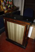 A Victorian ebonised pier cabinet with walnut banding.(glass to door as found) 79cm wide x 99cm