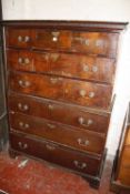 A George III mahogany chest on chest, with six long drawers on bracket feet 158cm high, 110cm wide