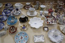 A selection of decorative cups and saucers, to include Aynsley, Crown Staffordshire, Copeland and