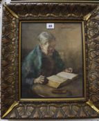 Henry Raeburn Dobson (Scottish, 1901 - 1985) Portrait of an elderly lady reading Watercolour