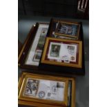 A quantity of Football and Rugby collectors items to include a framed signed print of England