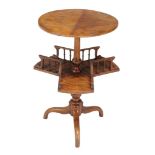 A Victorian burr  walnut two tier occasional table,   circa 1860, the circular top above a turned
