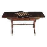 A Regency rosewood, ebony and brass inlaid sofa and games table,   circa 1815, in the manner of