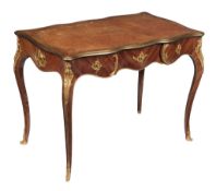 A French kingwood and gilt-bronze mounted bureau plat in Louis XV style  , late 19th century, the