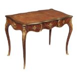 A French kingwood and gilt-bronze mounted bureau plat in Louis XV style  , late 19th century, the