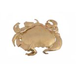 A crab brooch, with brushed effect throughout, stamped 750, 6.1cm long, 23.2g