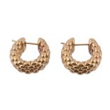 A pair of 18 carat gold ear clips by Fope, composed of polished brick links, with post fittings,