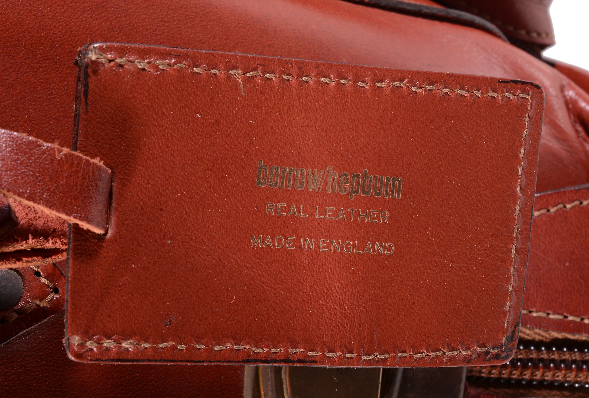 An English leather suitcase by Barrow Hepburn, 1960s, reddish brown colour, zip closing with two - Image 2 of 2