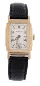 Mappin, a 9 carat gold rectangular wristwatch, no. 478863, circa 1935, Titan tonneau shaped manual