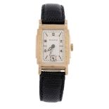 Mappin, a 9 carat gold rectangular wristwatch, no. 478863, circa 1935, Titan tonneau shaped manual