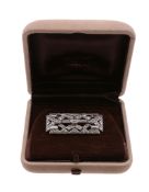 An Art Deco diamond brooch, circa 1930, the pierced rectangular panel set with old brilliant and