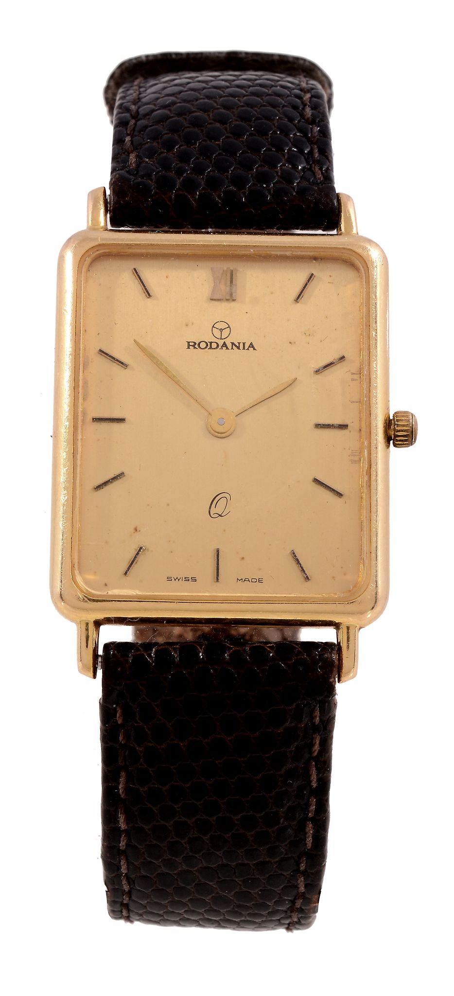 Rodania, a rectangular quartz wristwatch, 13 jewels, cal. PUW111, champagne dial, applied baton