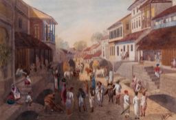Julius Middleton Boyd (1837-1919) - Street Scene in the city of Poona Watercolour, over graphite,