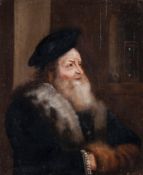 Follower of Jan Lievens (1607-1674) - Portrait of a bearded old man, bust-length, wearing a beret