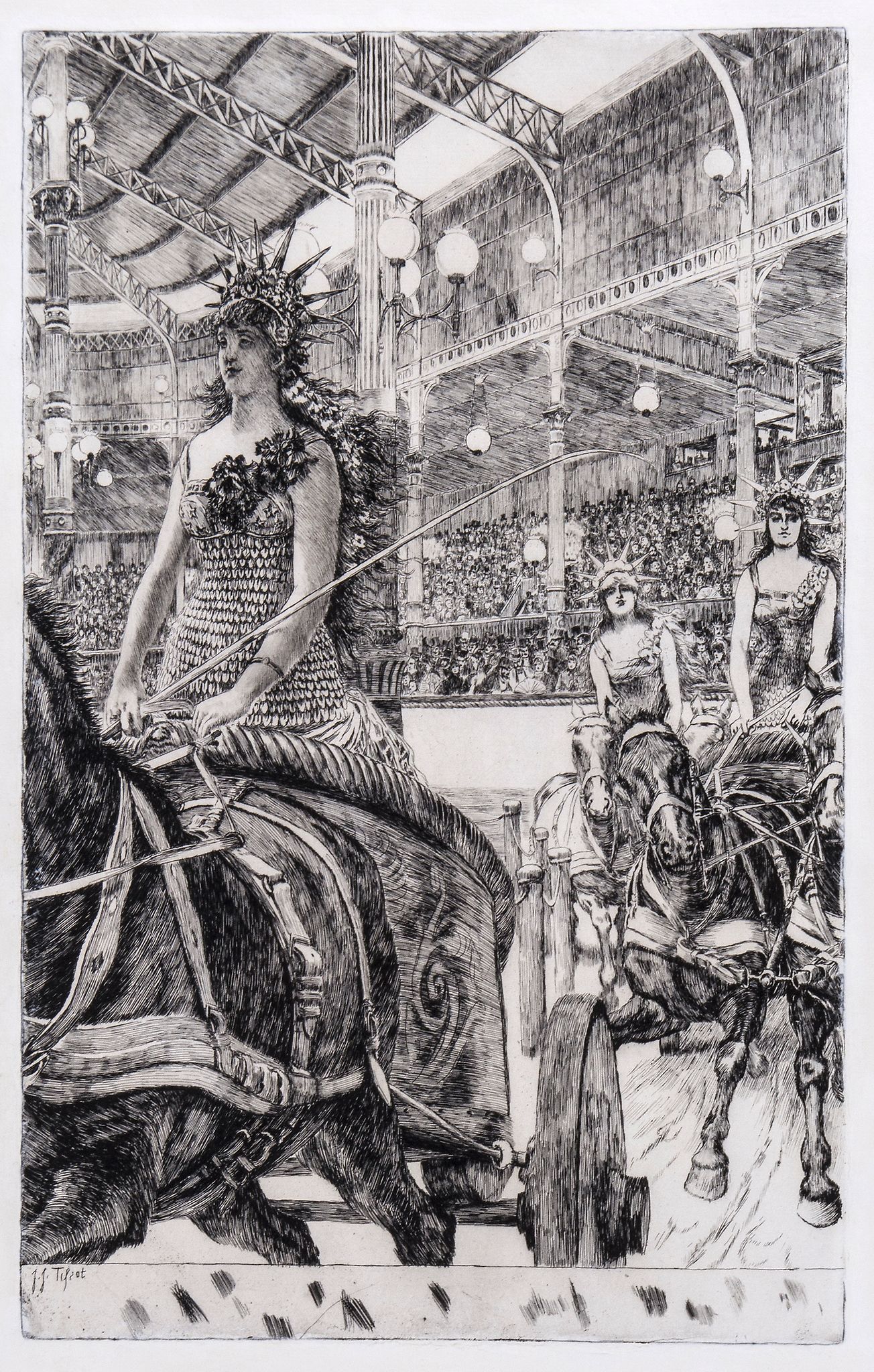 James Jacques Joseph Tissot (1836-1902) - Ladies of the Chariots (Ces Dames des chars) Etching