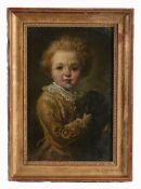 French School (19th Century) - Portrait of a boy with his dog Oil on board 30.5 x 20 (12 x 7 7/8 in)