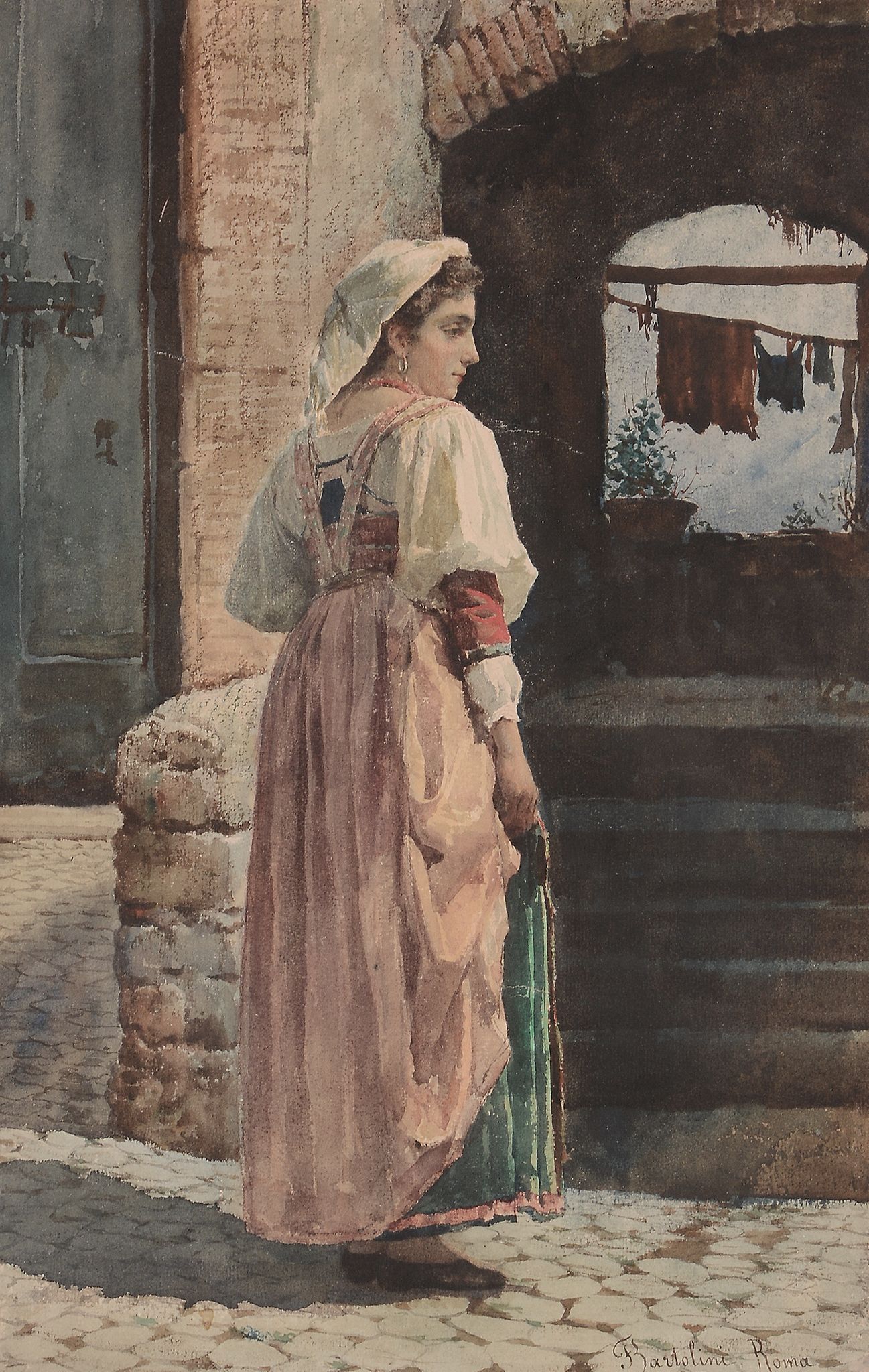 Federico Bartolini (1861-1908) - Roma Watercolour on laid paper Signed lower right, inscribed   Roma