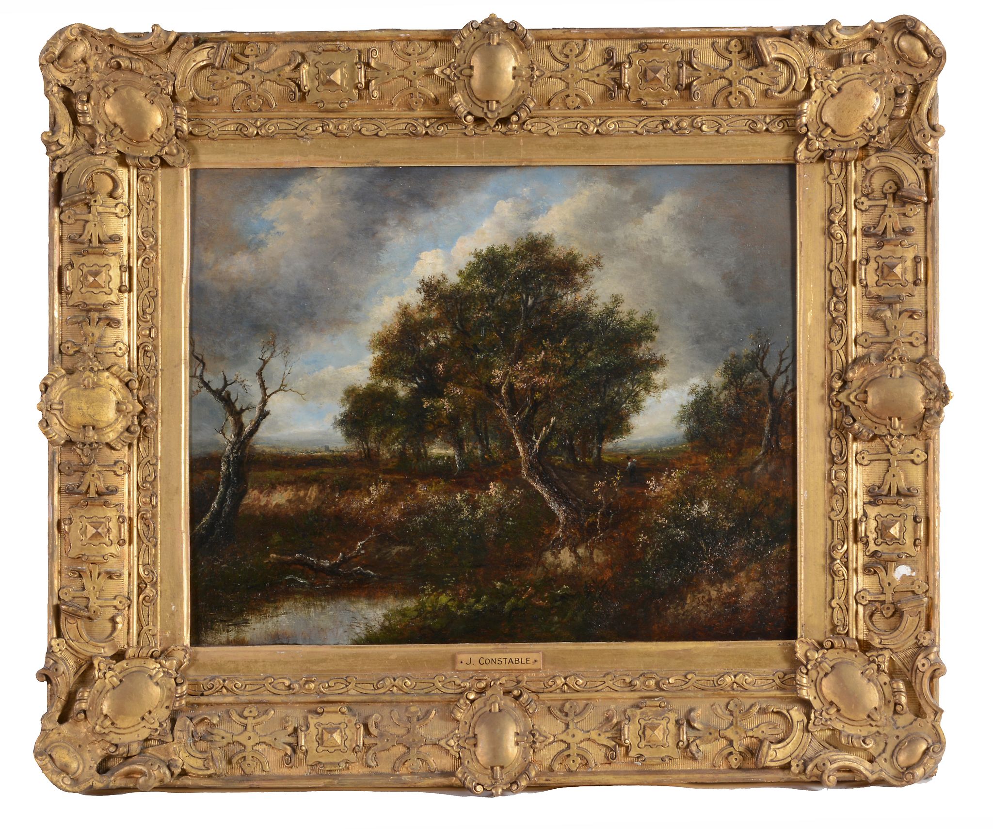 Follower of John Constable (1776-1837) - A riverside landscape Oil on panel Bears signature J. - Image 3 of 3