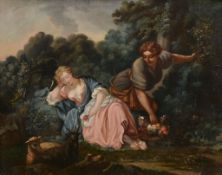 Manner of François Boucher (1703-1770) - Sleeping maiden in a woodland landscape Oil on canvas 75