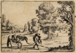 Jacques Callot (1592-1635) - Boar hunt; Returning with the day's catch A pair, etchings, with