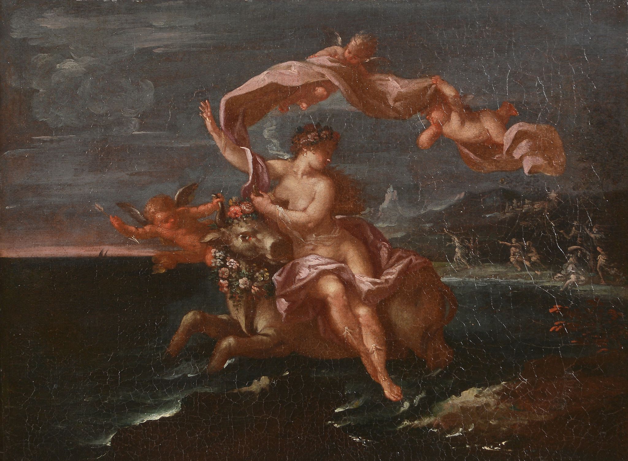 Circle of Flaminio Torre (1621-1661) - The Rape of Europa; Perseus and Andromeda A pair, oil on - Image 2 of 3