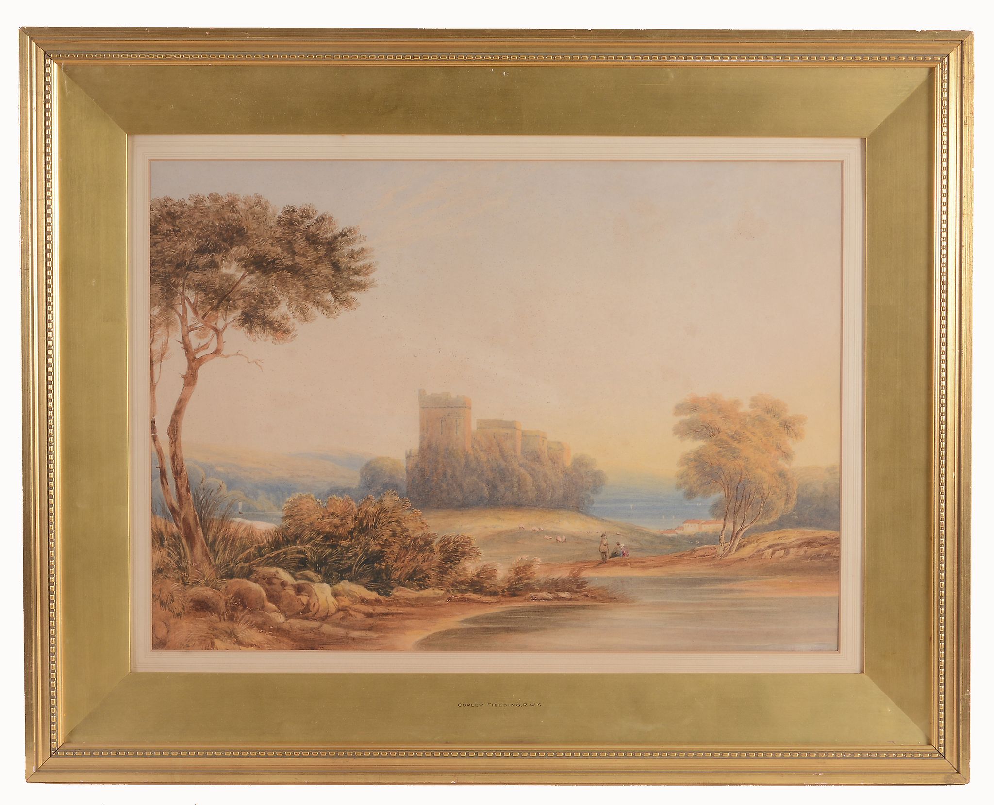 Copley Fielding (1787-1855) - Landscape with castle ruin and lake in the distance Watercolour, - Image 2 of 2