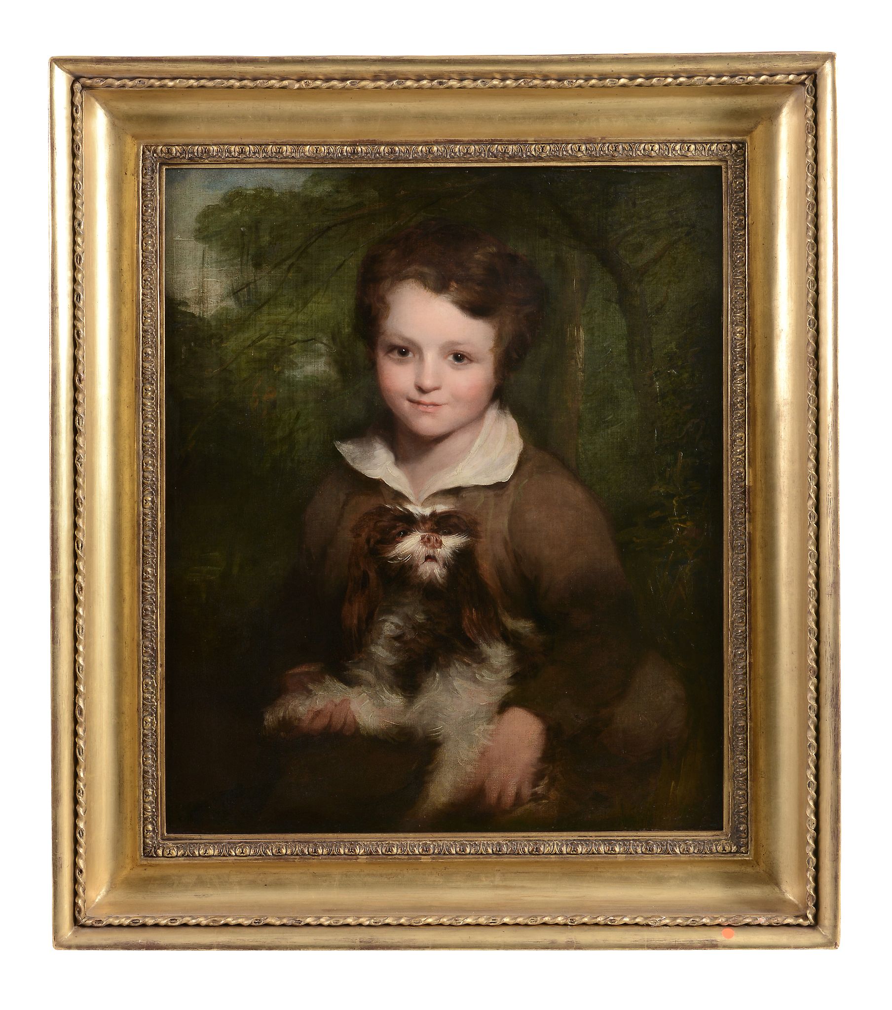 Richard Rothwell (1800-1868) - Portrait of a young boy holding a dog Oil on canvas 78 x 64 cm. (30 - Image 3 of 3