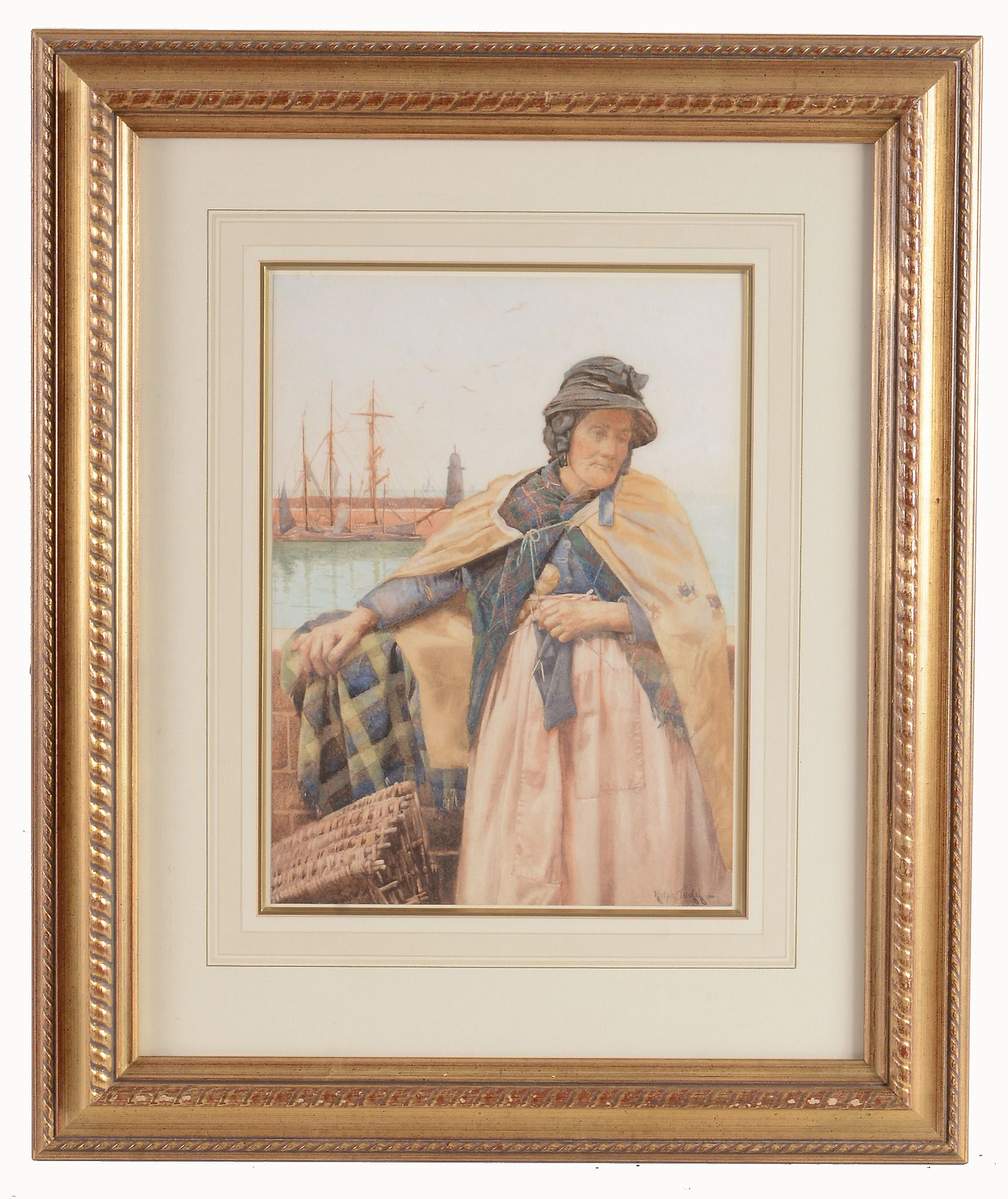 Ralph Todd (1856-1932) - The Old Cornish Fisherwoman at Newlyn Watercolour, over graphite, on wove - Image 2 of 2