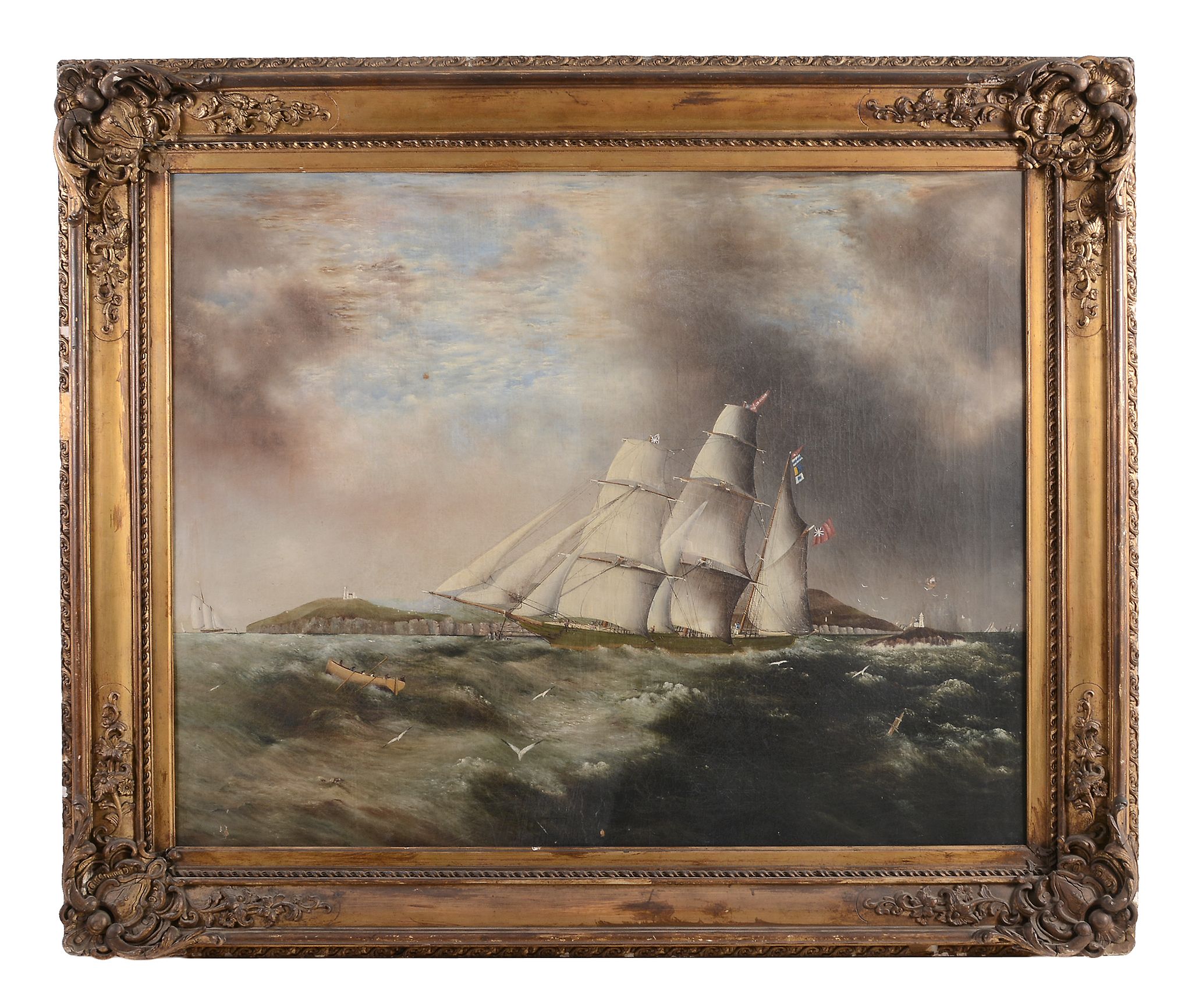 Samual Walters (1811-1882) - Barque heading out off Anglesea in choppy seas Oil on canvas 91.5 x 114 - Image 3 of 3