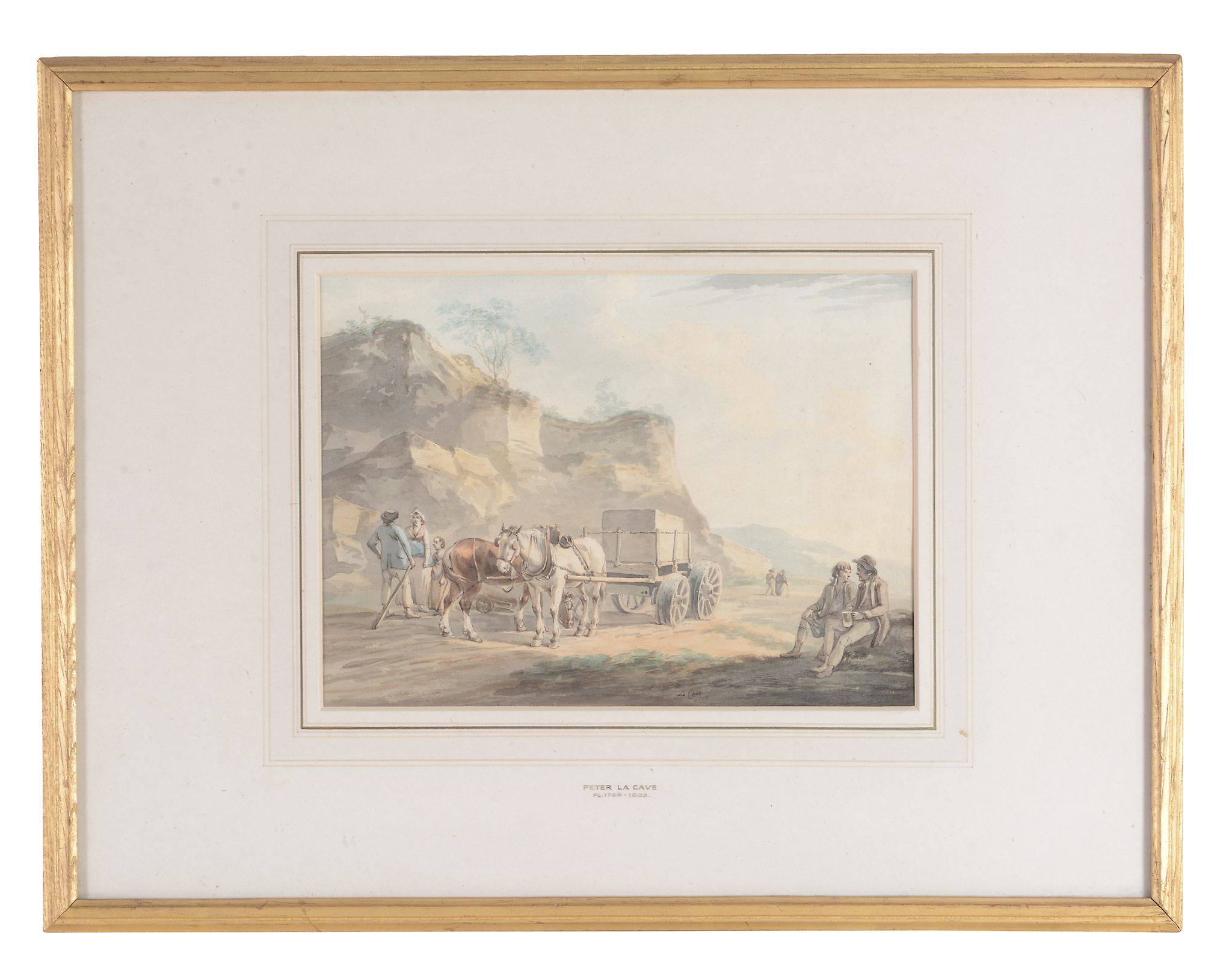 Peter La Cave (1769-1811) - Travellers resting, with horse-drawn wagon Pen and black ink, - Image 2 of 3