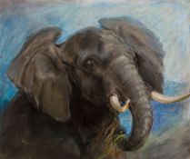 Heywood Hardy (1843-1933) - Study of an African elephant Pastels 33.5 x 40.5 cm. (13 1/8 x 16 in)