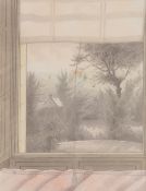 Diana Sperling (1791-1862) - View through a window, looking out to ships at harbour Graphite with