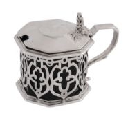 An early Victorian octagonal mustard pot by Charles Reily & George Storer, London 1839, engraved