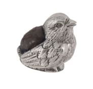 An Edwardian silver novelty chick pincushion by Sampson Mordan & Co. Ltd, Sheffield 1905, 4cm (1 1/