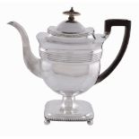 A George III silver pedestal coffee pot by Peter and William Bateman, London 1809, oblong and