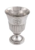 A George IV silver goblet by William Bateman I, London 1825, engraved with the unofficial swallow